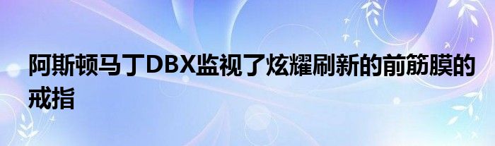 阿斯顿马丁DBX监视了炫耀刷新的前筋膜的戒指