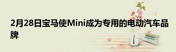 2月28日宝马使Mini成为专用的电动汽车品牌