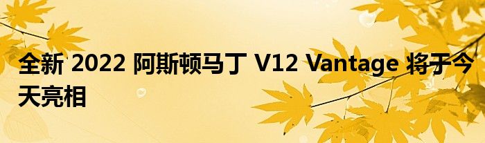 全新 2022 阿斯顿马丁 V12 Vantage 将于今天亮相