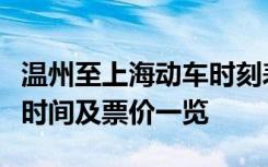 温州至上海动车时刻表详解：出发时间、到达时间及票价一览