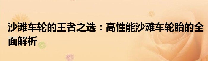 沙滩车轮的王者之选：高性能沙滩车轮胎的全面解析