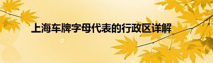 上海车牌字母代表的行政区详解