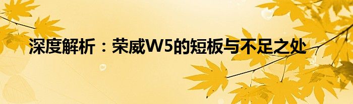 深度解析：荣威W5的短板与不足之处